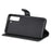 For Samsung Galaxy S21 FE Case Solid Color Leather Mobile Cover Wallet Stand with Strap - Black - 5