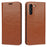 Crazy Horse Genuine Leather Protective Wallet Phone Case with Stand for Samsung Galaxy S21 FE - Brown - 1
