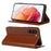 Crazy Horse Genuine Leather Protective Wallet Phone Case with Stand for Samsung Galaxy S21 FE - Brown - 2