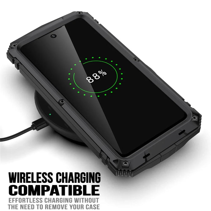 Shock Absorbing Defender Heavy Full Body Back Cover Kickstand Carrying Hard PC + Soft TPU Armor Case for Samsung Galaxy S21 FE - Black - 2