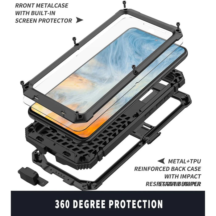 Shock Absorbing Defender Heavy Full Body Back Cover Kickstand Carrying Hard PC + Soft TPU Armor Case for Samsung Galaxy S21 FE - Black - 5