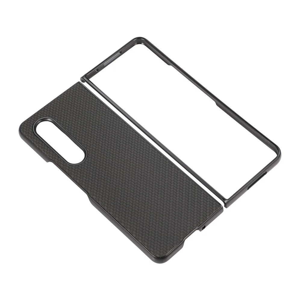 Carbon Fiber Texture Leather Coated Phone Case Back Cover for Samsung Galaxy Z Fold3 5G - Black - 4