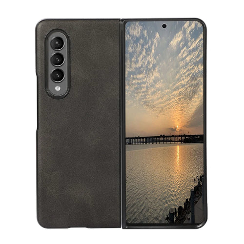 Leather Coated Phone Cover Case for Samsung Galaxy Z Fold3 5G - Black - 1