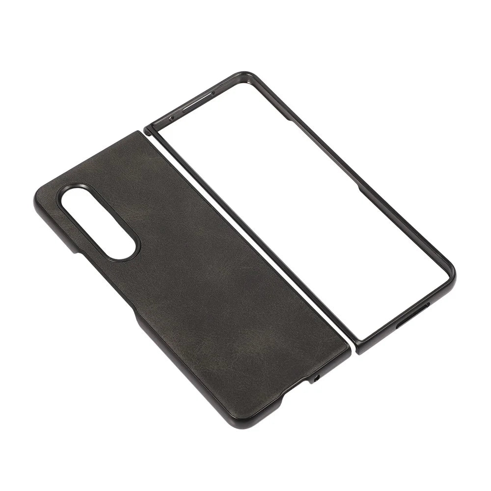 Leather Coated Phone Cover Case for Samsung Galaxy Z Fold3 5G - Black - 4