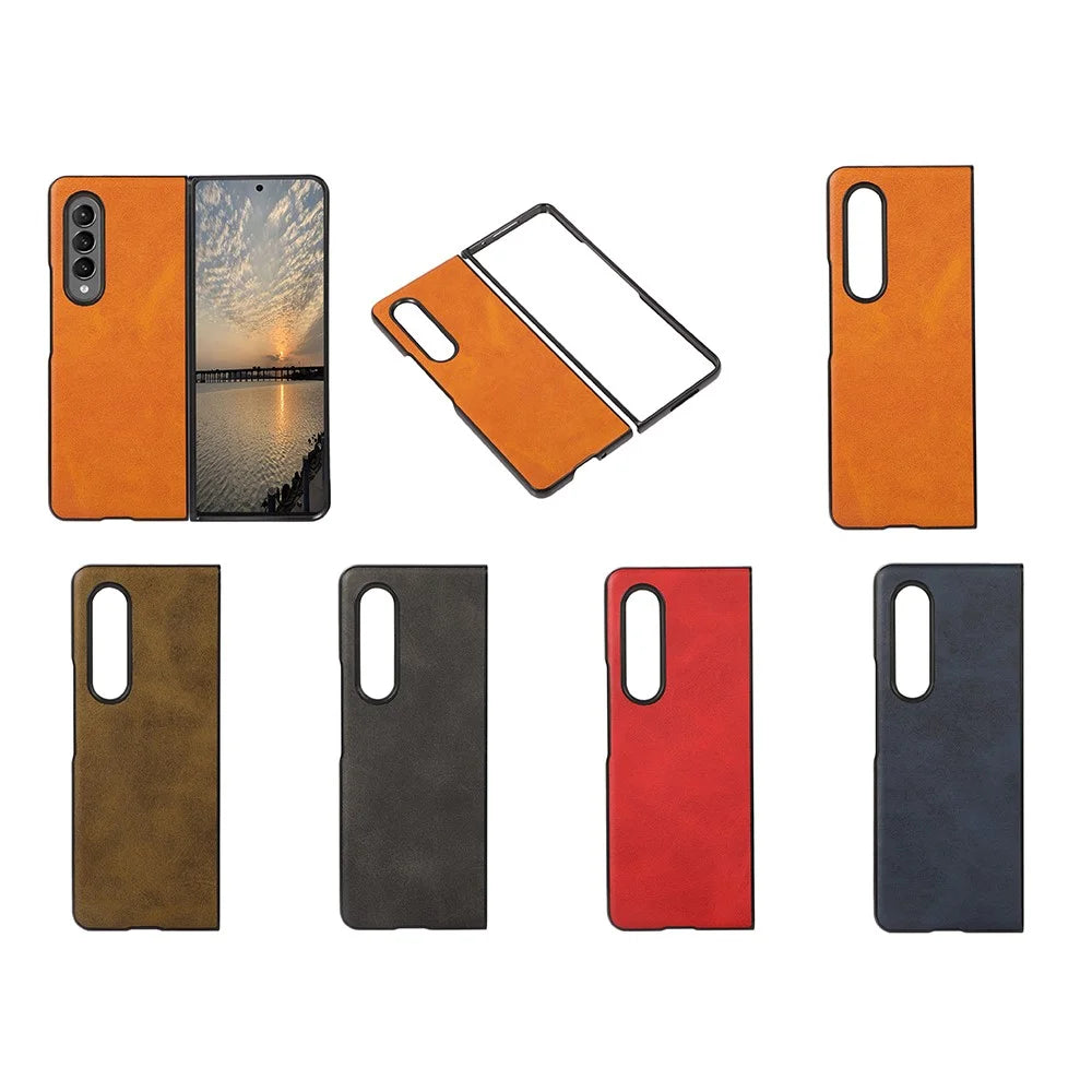 Leather Coated Phone Cover Case for Samsung Galaxy Z Fold3 5G - Black - 5