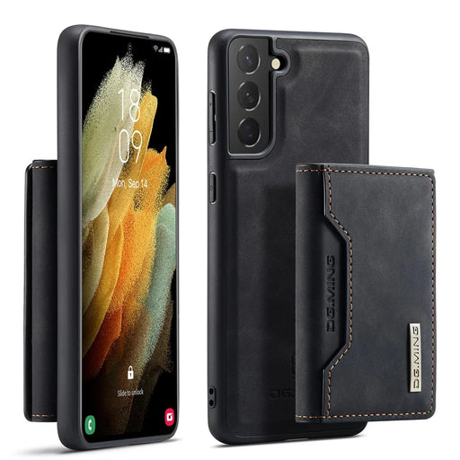 DG.MING M2 Series Magnetic Detachable Wallet Design Hybrid Case with Kickstand for Samsung Galaxy S21+ 5G - Black - 1