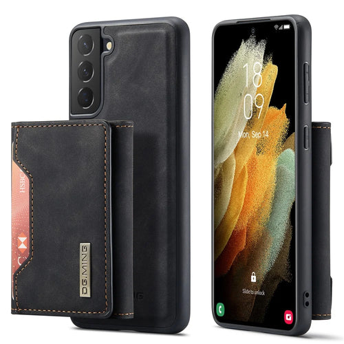 DG.MING M2 Series Detachable 2 in 1 Magnetic Wallet Design Hybrid Case with Kickstand for Samsung Galaxy S21 5G/4G - Black - 1