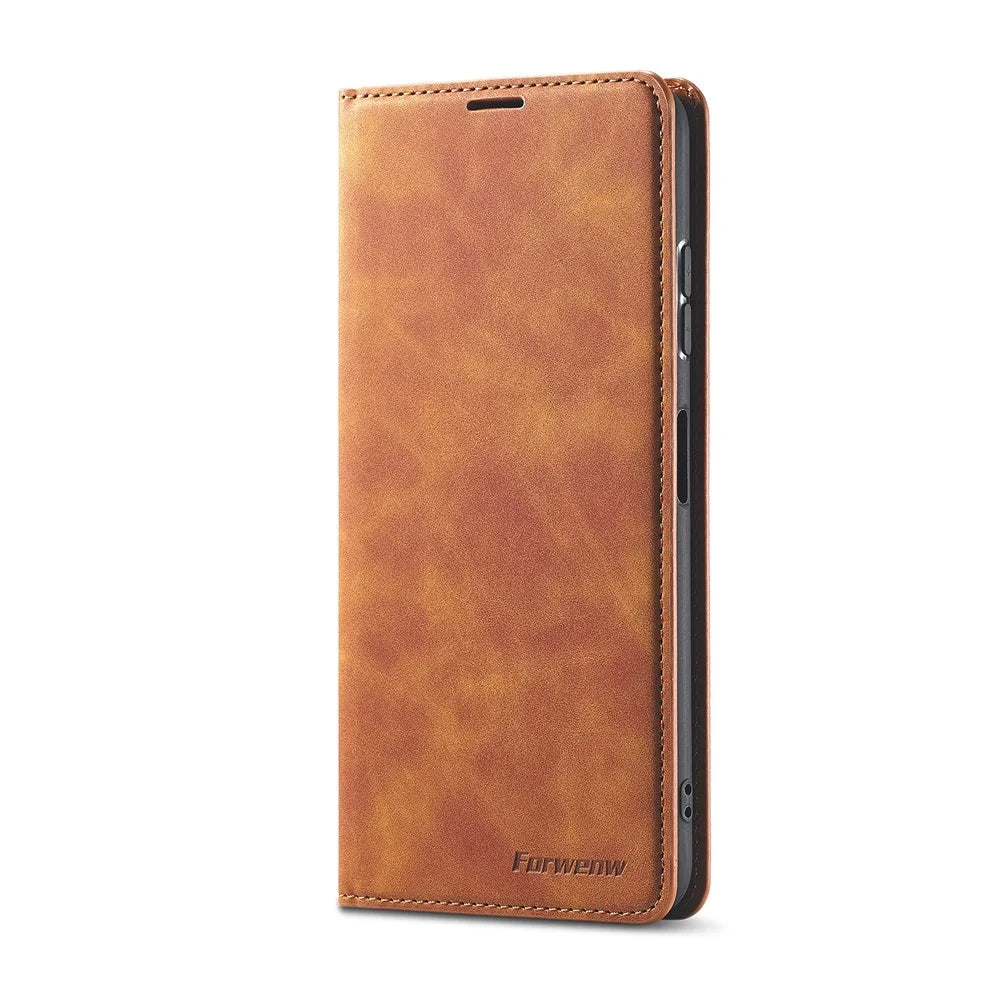 FORWENW for Samsung Galaxy A22 5G (EU Version) Fantasy Series Skin-Touch Leather Wallet Stand Phone Case - Brown - 2