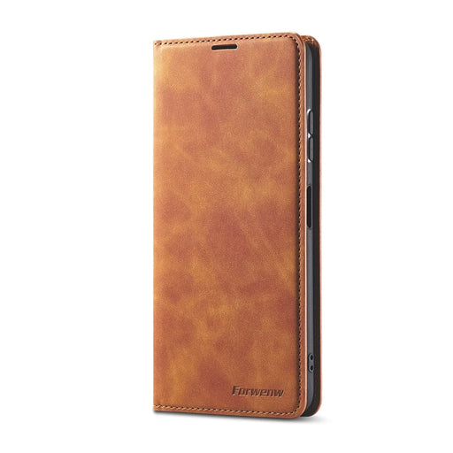 FORWENW for Samsung Galaxy A22 5G (EU Version) Fantasy Series Skin-Touch Leather Wallet Stand Phone Case - Brown - 2