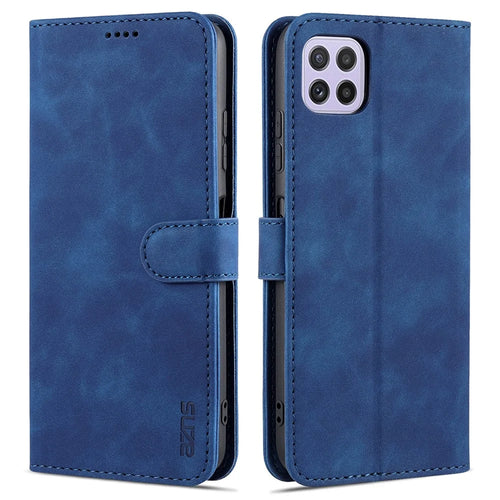 AZNS PU Leather Wallet Stand Phone Cover Shell for Samsung Galaxy A22 5G (EU Version) - Blue - 1
