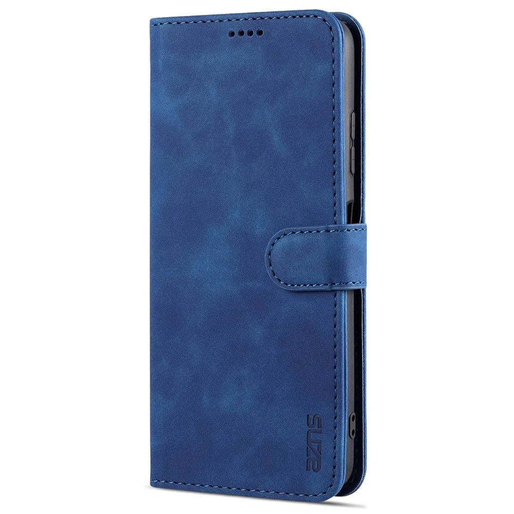 AZNS PU Leather Wallet Stand Phone Cover Shell for Samsung Galaxy A22 5G (EU Version) - Blue - 2