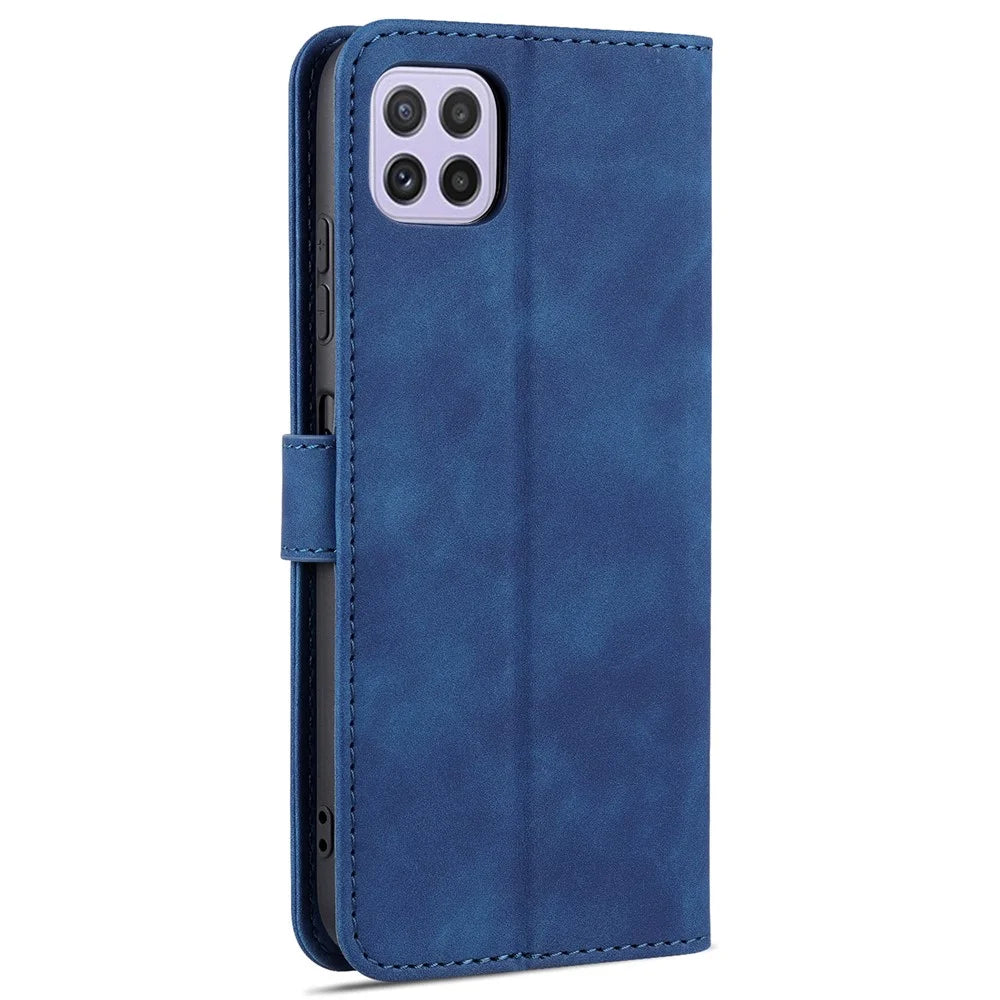 AZNS PU Leather Wallet Stand Phone Cover Shell for Samsung Galaxy A22 5G (EU Version) - Blue - 3