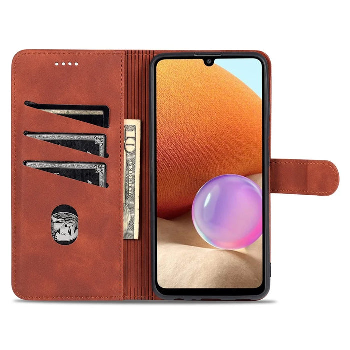 AZNS PU Leather Wallet Stand Phone Cover Shell for Samsung Galaxy A32 4G (EU Version) - Black - 5