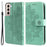 Imprint Flowers Pattern PU Leather Wallet Phone Case with Lanyard for Samsung Galaxy S21 5G/4G - Green - 1