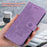 PU Leather Imprint Flowers Pattern Wallet Phone Case with Lanyard for Samsung Galaxy S21 FE - Purple - 6