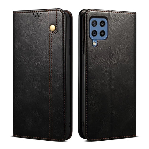 Leisure Style Waxy Crazy Horse Texture Protective Leather Case Cover for Samsung Galaxy M32 (Global Version) - Black - 1
