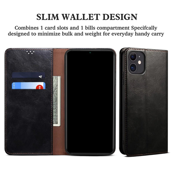 Leisure Style Waxy Crazy Horse Texture Protective Leather Case Cover for Samsung Galaxy M32 (Global Version) - Black - 4