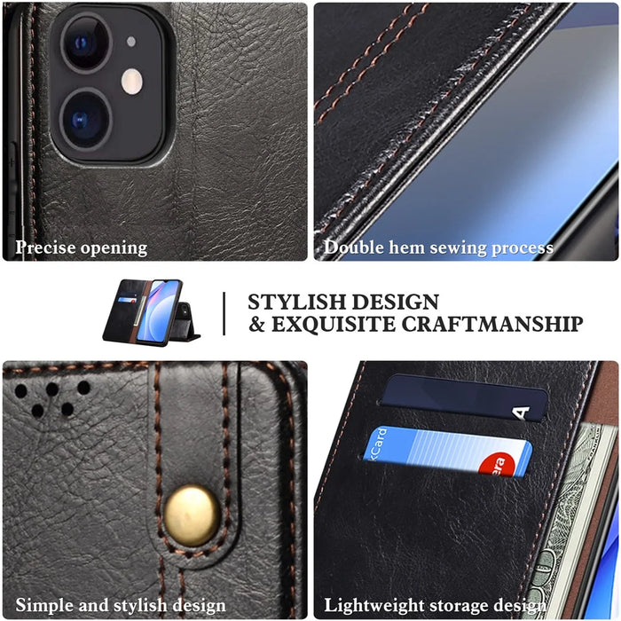 Leisure Style Waxy Crazy Horse Texture Protective Leather Case Cover for Samsung Galaxy M32 (Global Version) - Black - 5