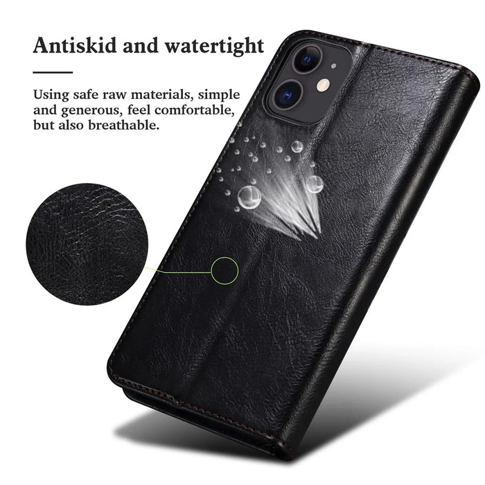 Leisure Style Waxy Crazy Horse Texture Protective Leather Case Cover for Samsung Galaxy M32 (Global Version) - Black - 7