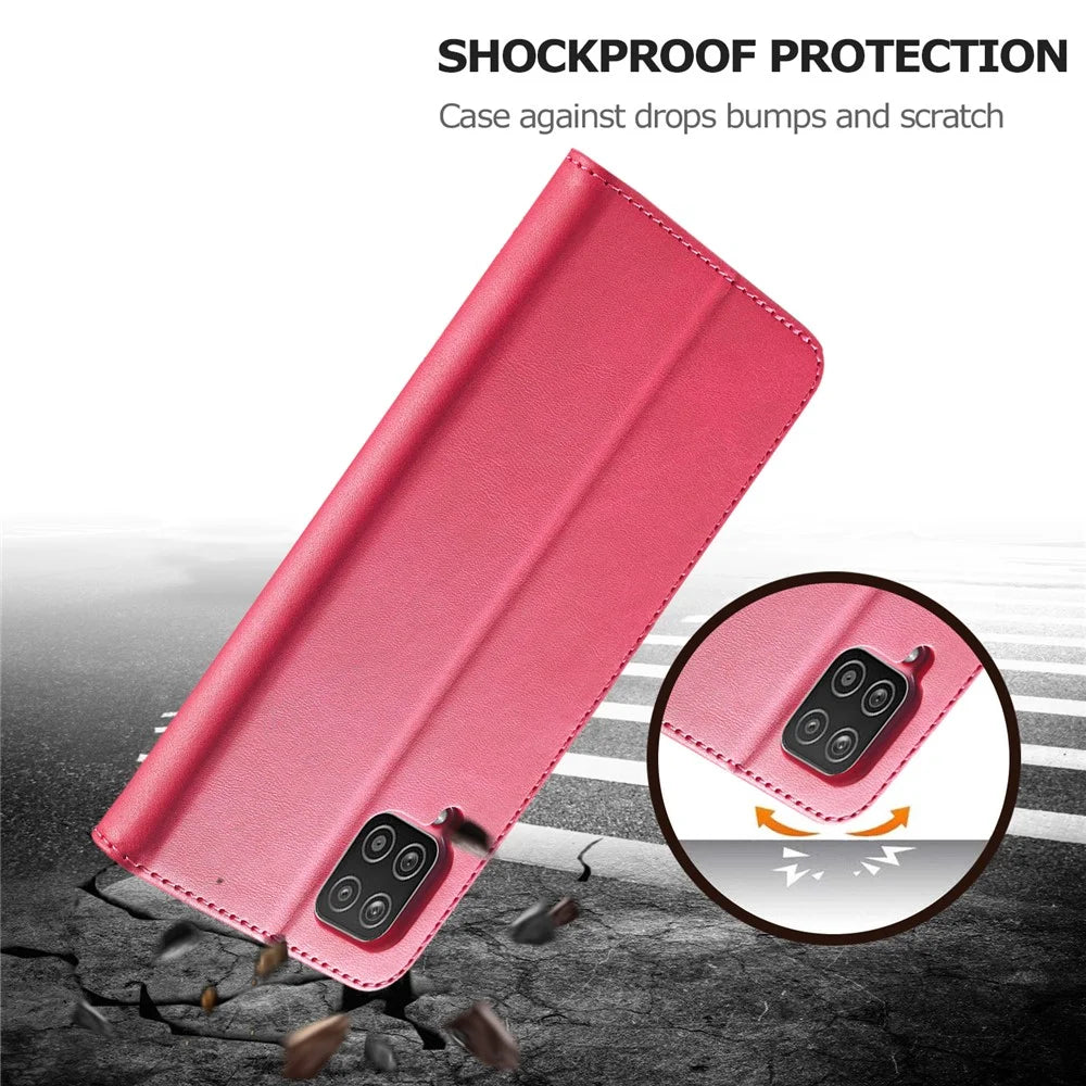 LC.IMEEKE Wallet Design Leather Phone Stand Case Protector for Samsung Galaxy A22 4G (EU Version) - Rose - 2