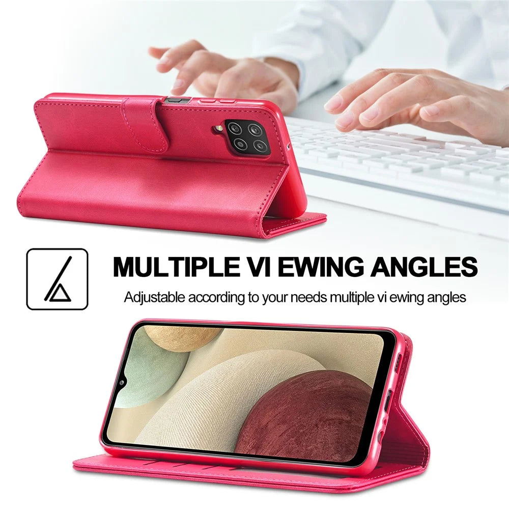 LC.IMEEKE Wallet Design Leather Phone Stand Case Protector for Samsung Galaxy A22 4G (EU Version) - Rose - 6