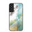Scratch-Resistant Marble Pattern Luxury Hard Tempered Glass Back Cover Phone Case for Samsung Galaxy S21 FE - Flying Pigeon Marble - 1