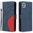 For Samsung Galaxy A22 5G (EU Version) Leather Case Wallet Stand Color Splicing Phone Cover - Blue - 1