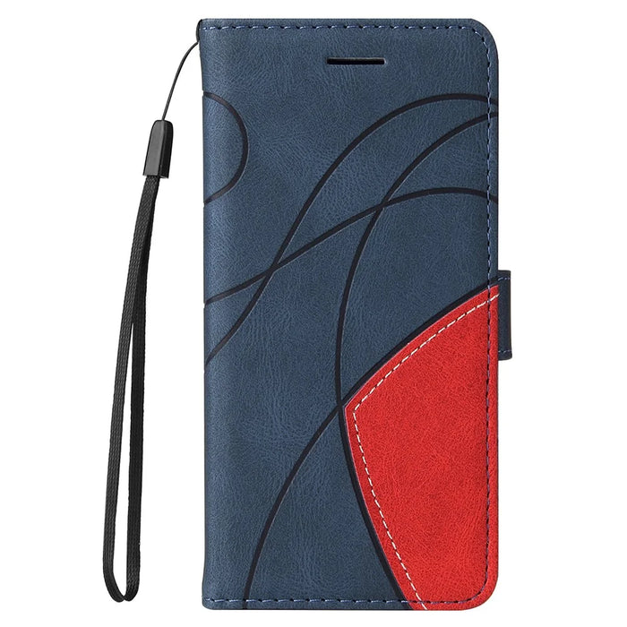 For Samsung Galaxy A42 5G Leather Case Wallet Stand Color Splicing Phone Cover - Blue - 2