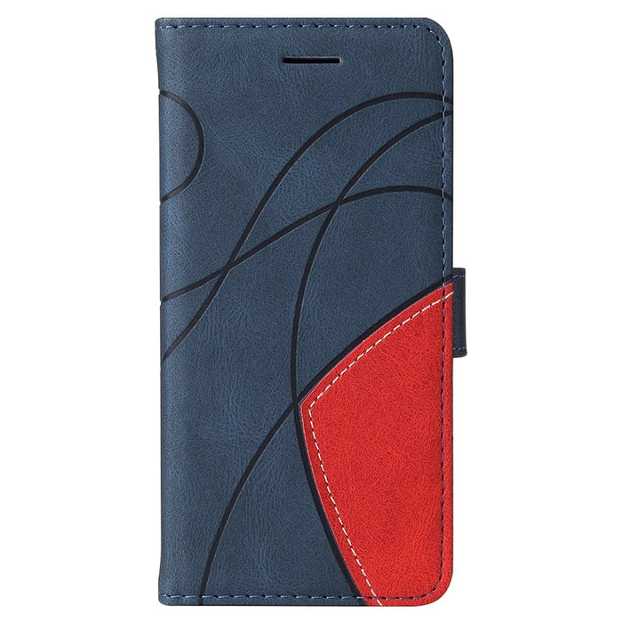 For Samsung Galaxy A42 5G Leather Case Wallet Stand Color Splicing Phone Cover - Blue - 3