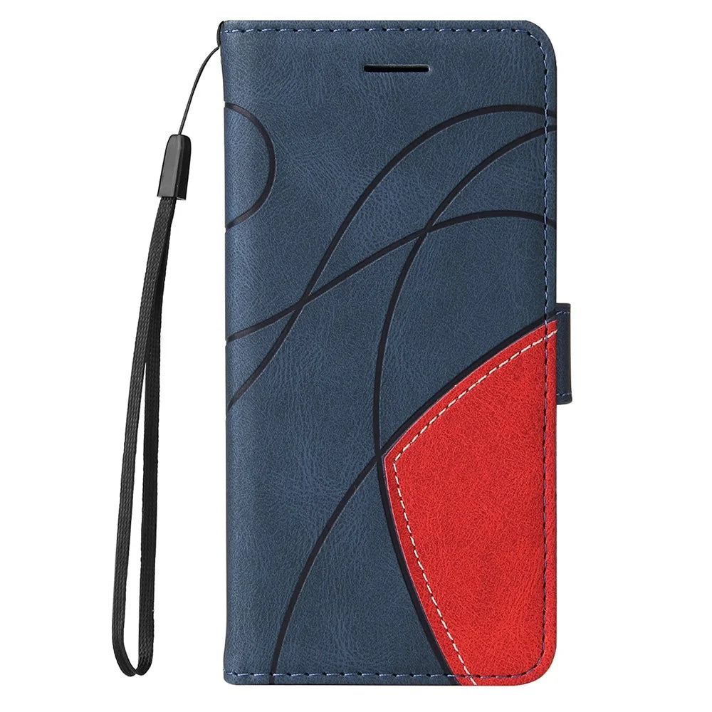 For Samsung Galaxy A52 4G / 5G / A52s 5G Leather Case Wallet Stand Color Splicing Phone Cover - Blue - 2