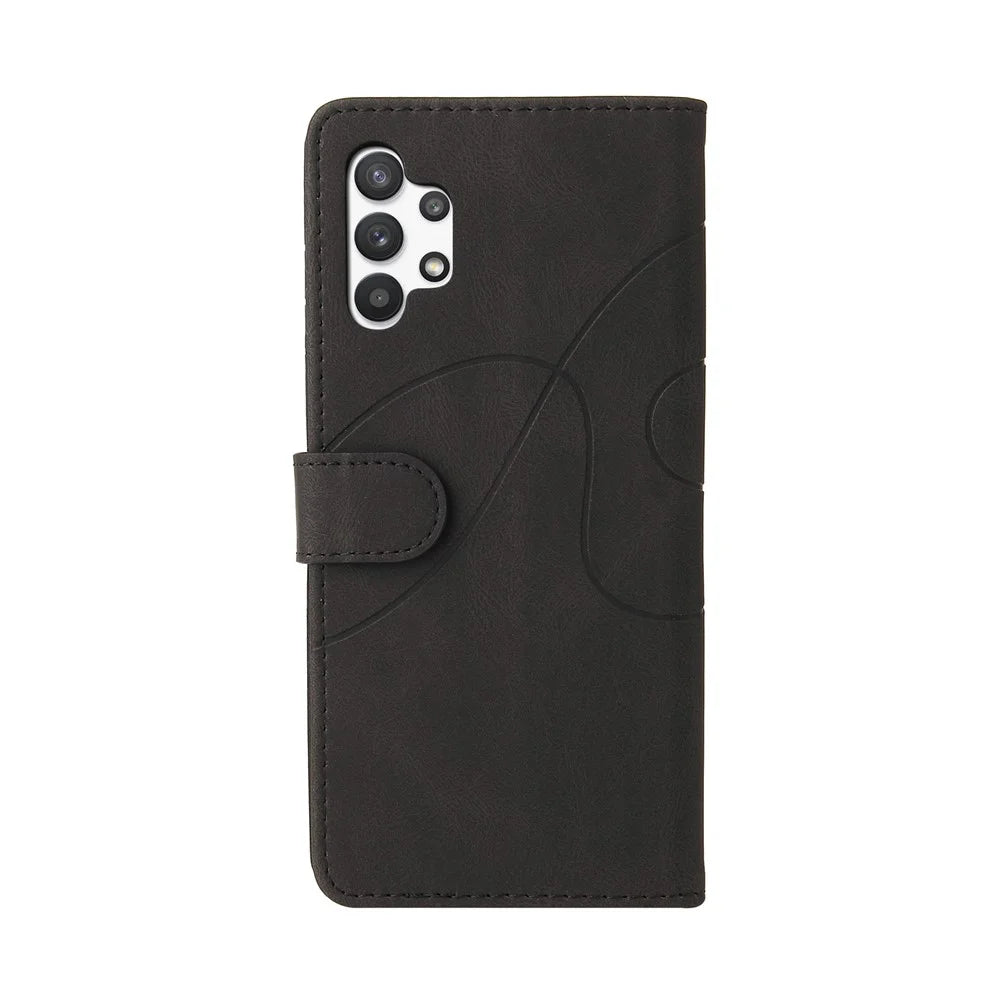 For Samsung Galaxy A32 5G / M32 5G Leather Case Wallet Stand Color Splicing Phone Cover - Black - 3