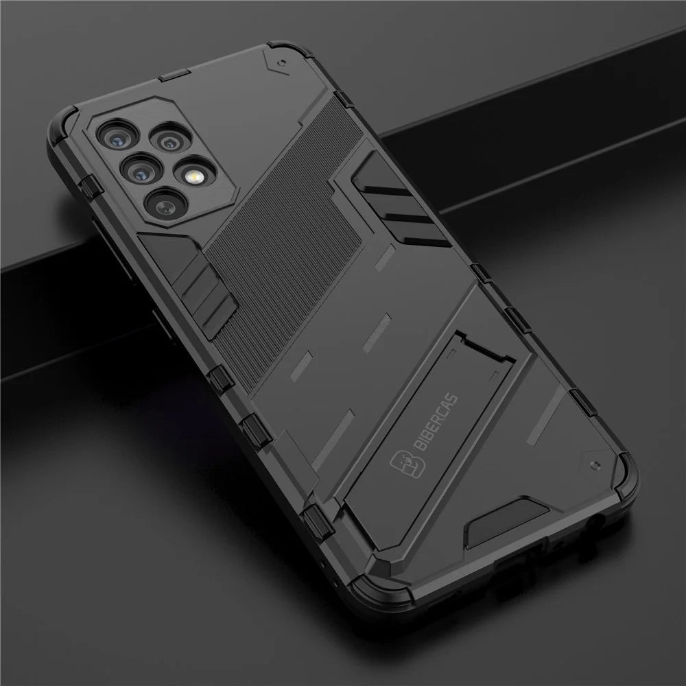 Full Body Heavy Duty Hybrid Hard PC Soft TPU Shockproof Protective Cover with Folding Kickstand for Samsung Galaxy A32 4G (EU Version) - Black - 7