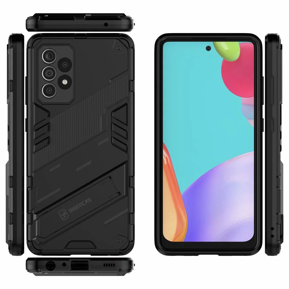 Armor Shockproof Military Hard PC + TPU Bumper Hybrid Protective Cover for Samsung Galaxy A52 4G/5G / A52s 5G - Black - 6