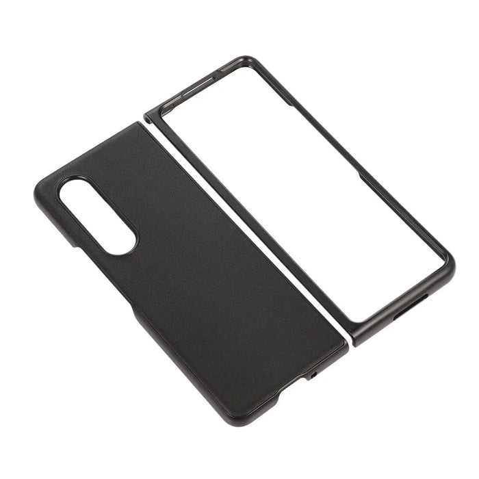 PC + Genuine Leather Back Phone Case Cover for Samsung Galaxy Z Fold3 5G Close-Fit 180-Degree Folding - Black - 4