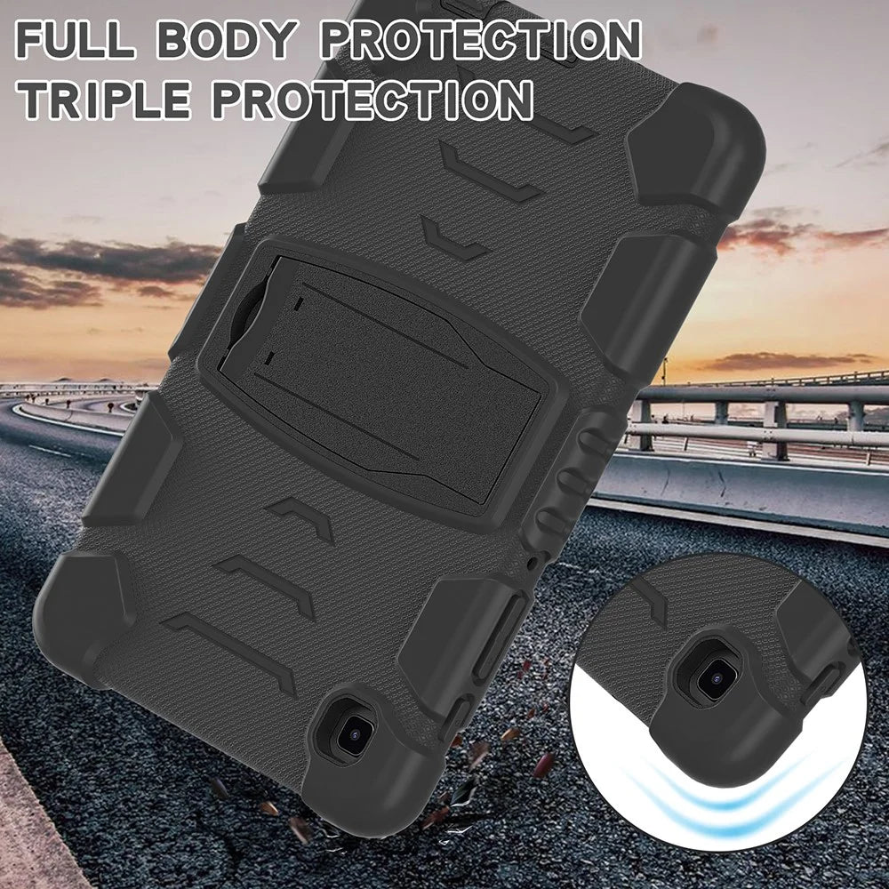 Kickstand Design Drop-Proof PC + Silicone Hybrid Tablet Cover for Samsung Galaxy Tab A7 Lite 8.7-inch T220/T225/T225N/T225C - Black/Black - 3