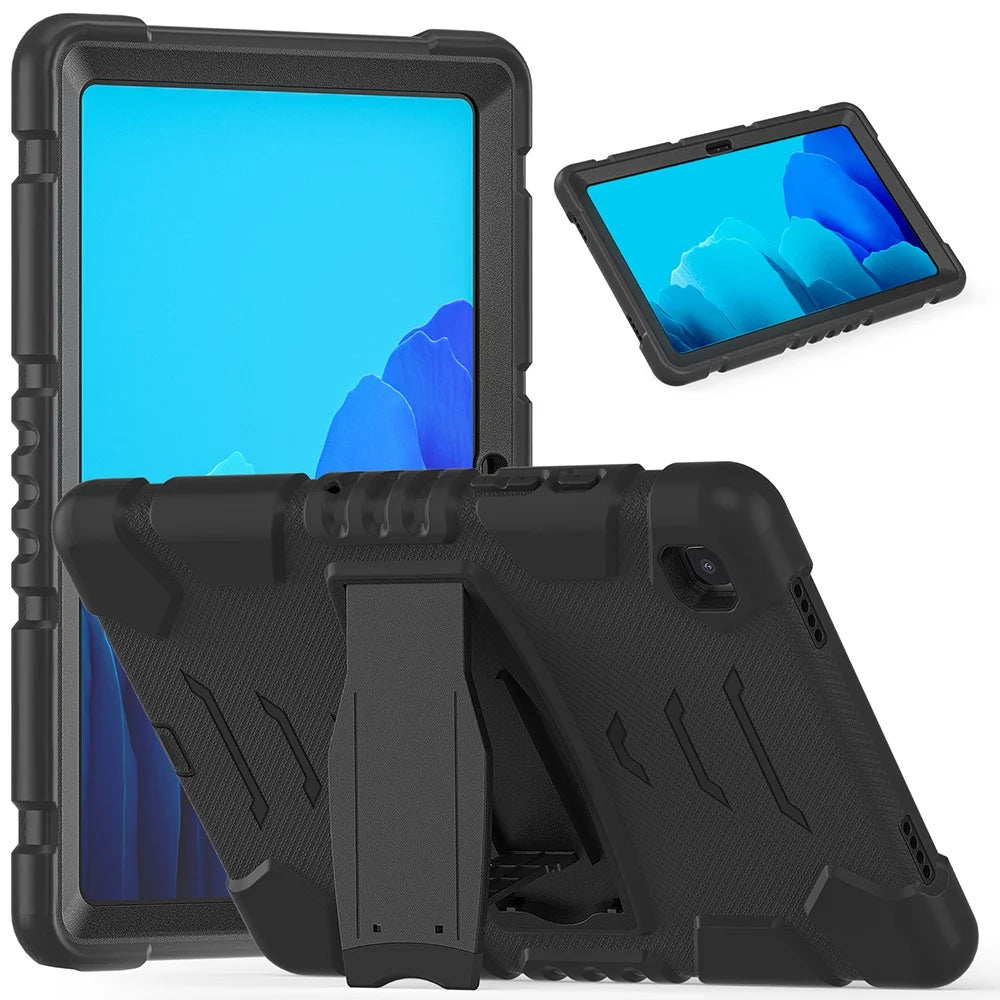 PC + Silicone Hybrid Tablet Cover with Kickstand for Samsung Galaxy Tab A7 10.4 (2020) / (2022) T500 / T505 / T507 / T505N - Black / Black - 7