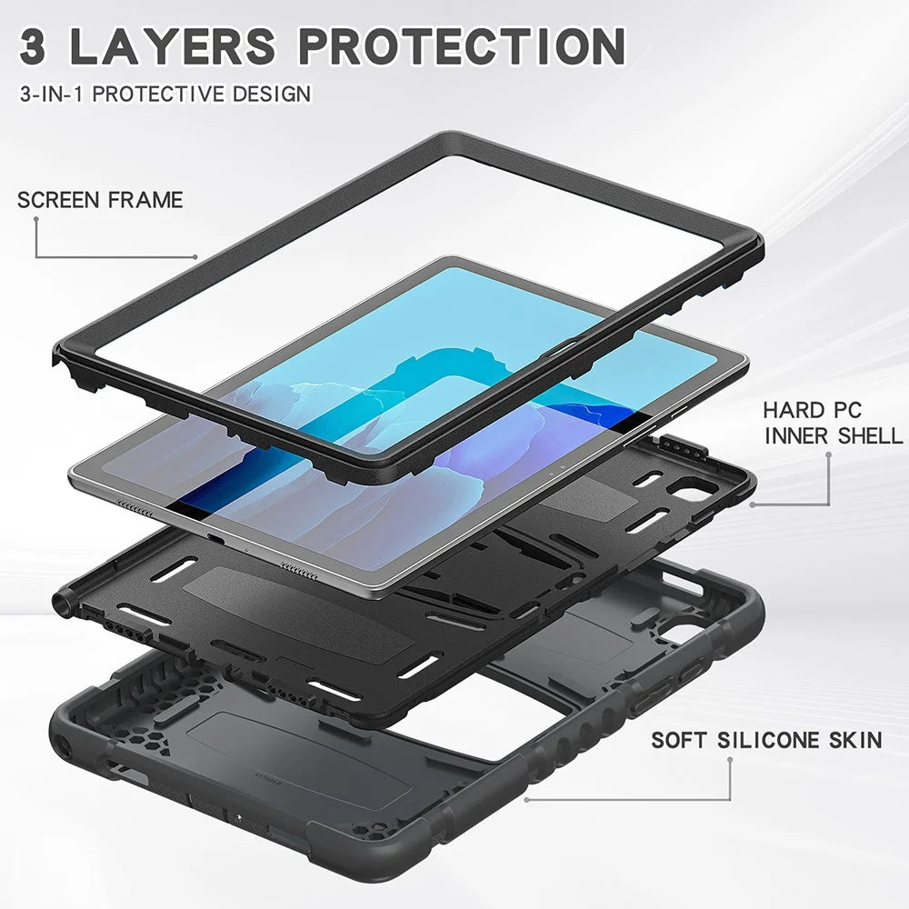 PC + Silicone Hybrid Tablet Cover with Kickstand for Samsung Galaxy Tab A7 10.4 (2020) / (2022) T500 / T505 / T507 / T505N - Black / Black - 2