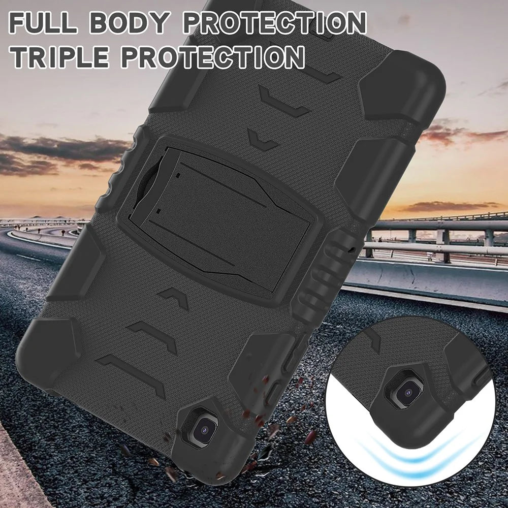 PC + Silicone Hybrid Tablet Cover with Kickstand for Samsung Galaxy Tab A7 10.4 (2020) / (2022) T500 / T505 / T507 / T505N - Black / Black - 3