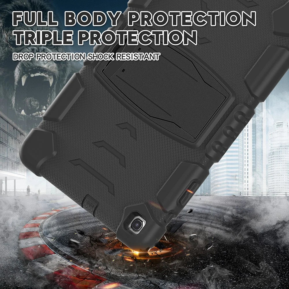 PC + Silicone Hybrid Tablet Cover with Kickstand for Samsung Galaxy Tab A7 10.4 (2020) / (2022) T500 / T505 / T507 / T505N - Black / Black - 4