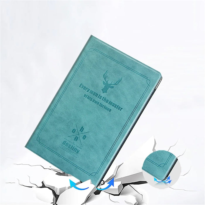 Deer Pattern PC Stand Folio PU Leather Hard Cover Case for Samsung Galaxy Tab S10+ / S9+ - Blue - 7