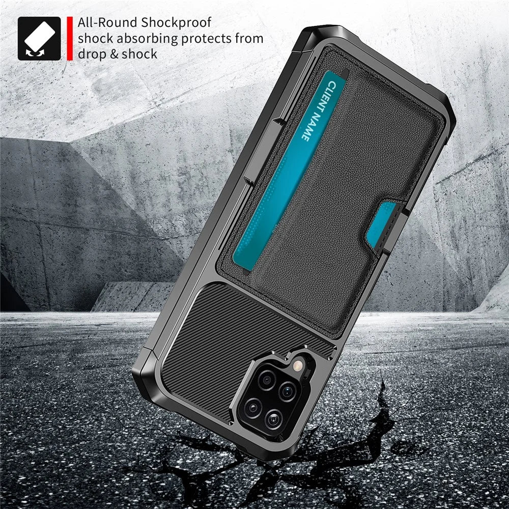 ZM02 PU Leather Coated TPU Hybrid Case with Card Slot for Samsung Galaxy A12 - Black - 4