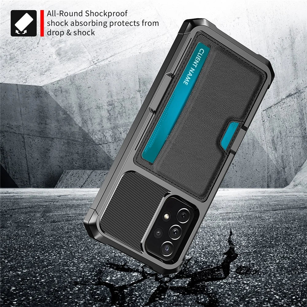ZM02 PU Leather Coated PC + TPU All Round Shockproof Phone Back Case for Samsung Galaxy A52 4G/5G / A52s 5G - Black - 4