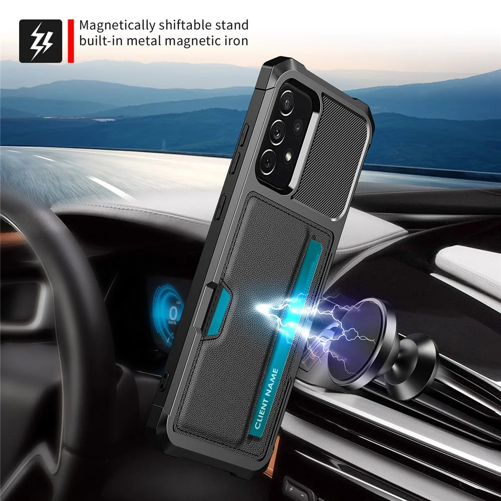 ZM02 PU Leather Coated PC + TPU All Round Shockproof Phone Back Case for Samsung Galaxy A52 4G/5G / A52s 5G - Black - 6