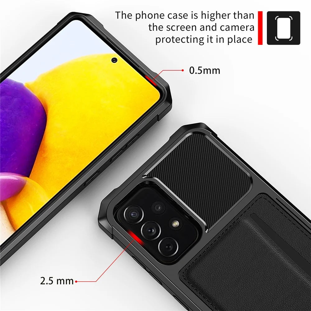 ZM02 PU Leather Coated PC + TPU All Round Shockproof Phone Back Case for Samsung Galaxy A52 4G/5G / A52s 5G - Black - 7