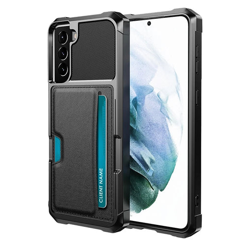 ZM02 Card Slot Design PU Leather Coated TPU Hybrid Case with Built-in Magnetic Sheet for Samsung Galaxy S21 5G/4G - Black - 1