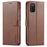 LC.IMEEKE Wallet Design Leather Phone Stand Case Protector for Samsung Galaxy A03s (166.5mm) - Coffee - 1