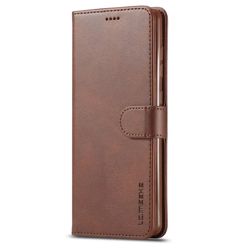 LC.IMEEKE Wallet Design Leather Phone Stand Case Protector for Samsung Galaxy A03s (166.5mm) - Coffee - 2