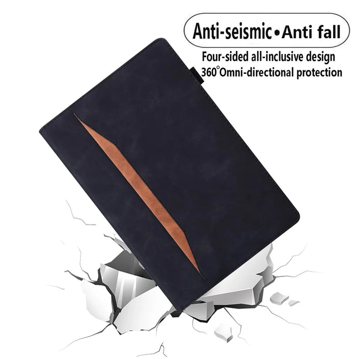 Front Pocket Leather Wallet Stand Tablet Cover for Samsung Galaxy Tab A7 10.4 (2020) / (2022) - Black - 2