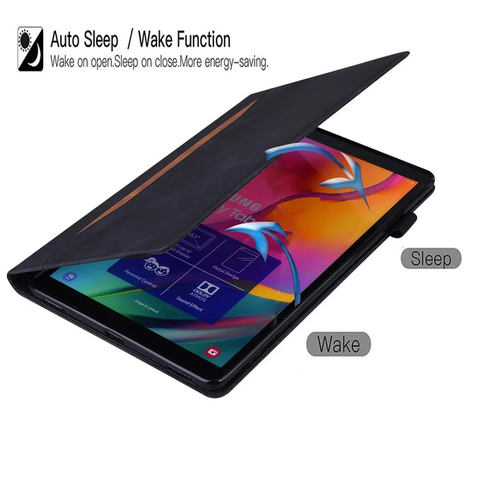 Front Pocket Leather Wallet Stand Tablet Cover for Samsung Galaxy Tab A7 10.4 (2020) / (2022) - Black - 3