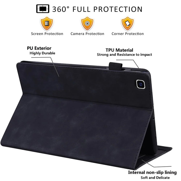 Front Pocket Leather Wallet Stand Tablet Cover for Samsung Galaxy Tab A7 10.4 (2020) / (2022) - Black - 7